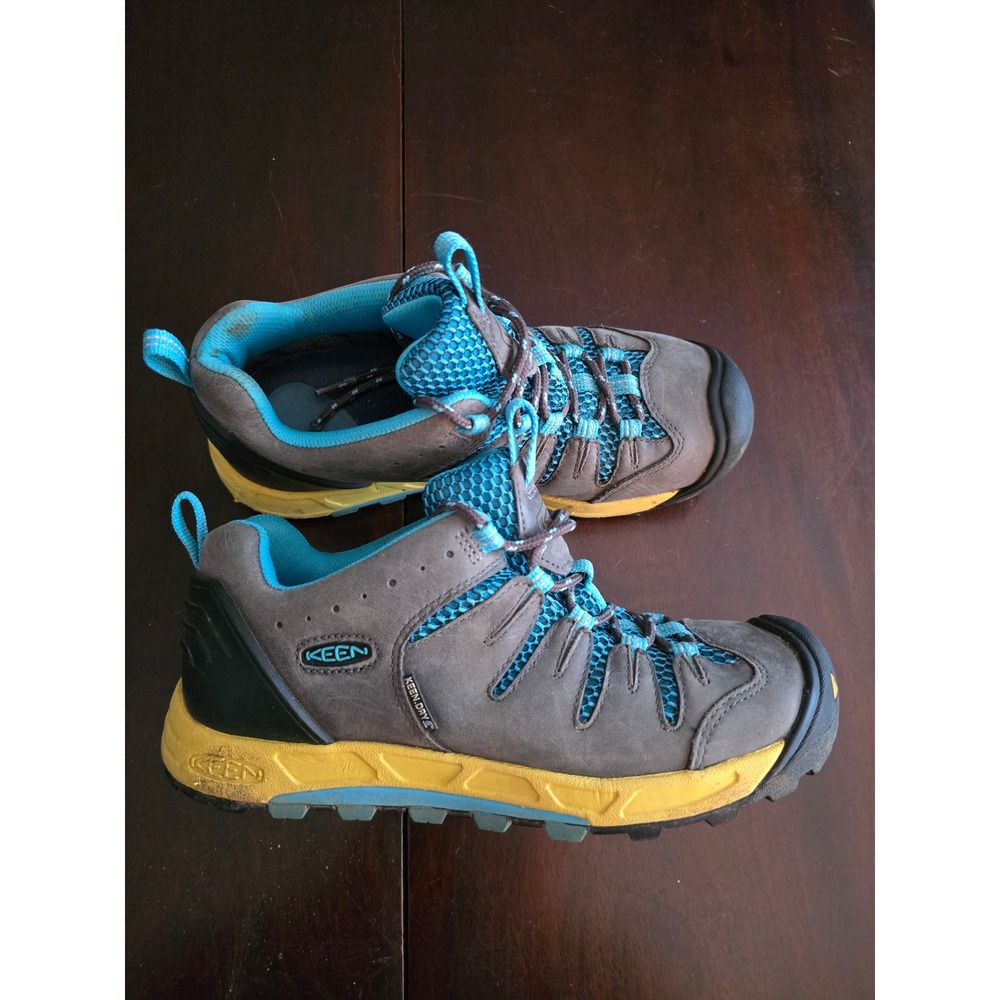 Keen Womens Hiking Shoes Grey Blue Yellow Waterproof Low Top S1010146 Size 7 - Picture 5 of 8